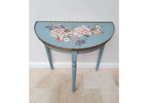 Demi Lune Vintage Console Table, Duck Egg Hall Table, Painted Table, Occasional Table