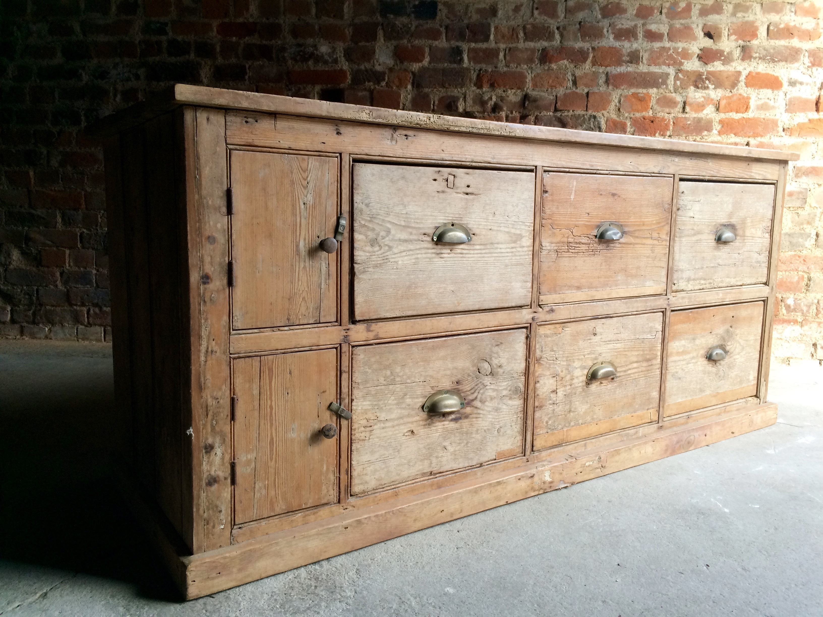 Antique 19th Victorian Pine Haberdashery Merchants Shopkeepers