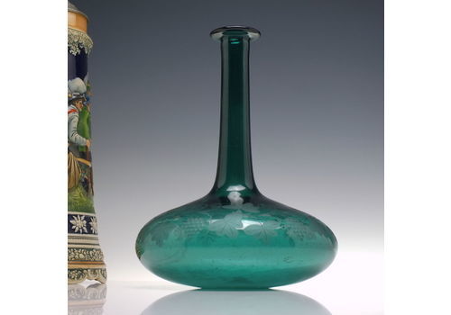 Georgian Engraved Bristol Green Glass Mell Decanter C1830