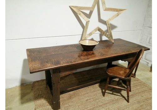 Antique 18th Century Large Oak Rectory Farmhouse Dining Table C1720 2 Plank Top