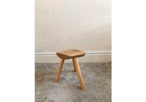Rustic Milking Stool   Vintage Wooden Stool In Primitive Style