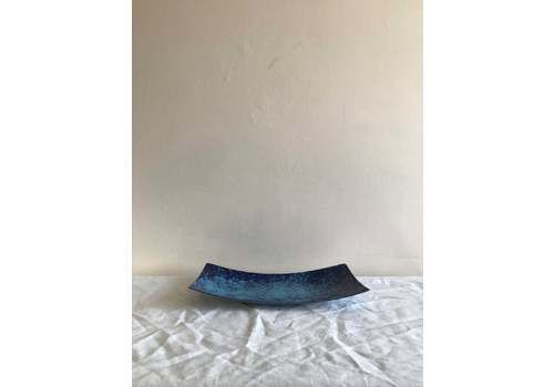 Vintage Enamel Blue Splatter Serving Platter / Dish / Fruit Bowl