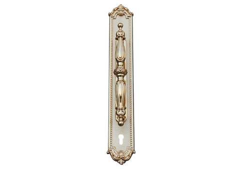 Decorative Large Door Handle In Plated Brass 24 Kt Gold Italy 1970 Very Classic