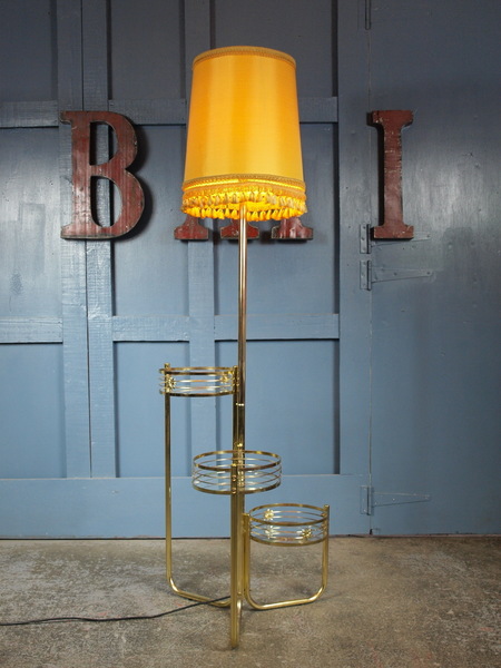 Mid Century Vintage 1960s 70s Standard Floor Lamp Plant Stand