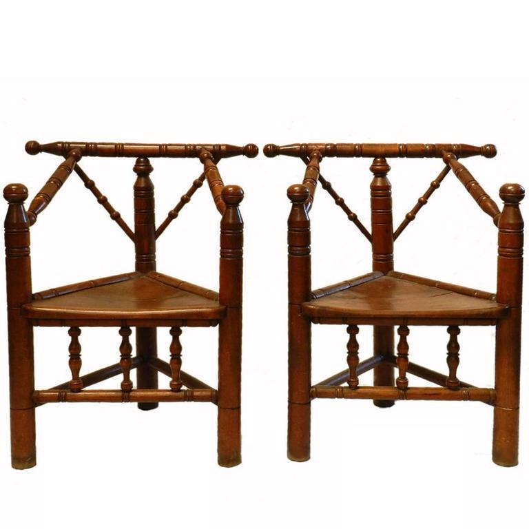 18th Century Pair Of Turners Chairs Country House Oak French Provincial Armchair