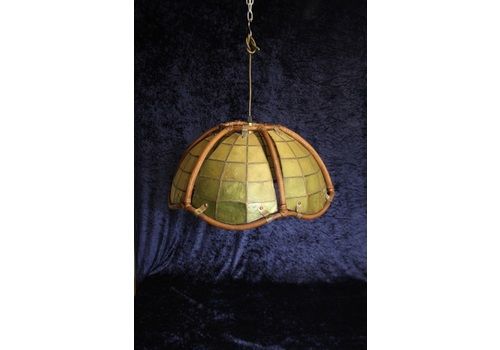 Early 20th Century Green Bamboo And Leaded Pendant Light