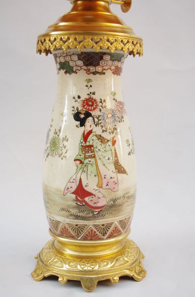 Pair Of Satsuma Earthenware Lamps With Geisha Decoration, Circa 1880 photo furniture