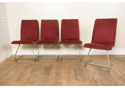 Retro Set Of 4 Chrome And Fabric Dining Chairs By Merrow Associates