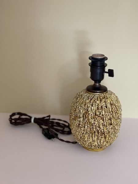 Gunnar Nylund Stoneware "Chamotte" Table Lamp Mustard For Rörstrand photo for sale