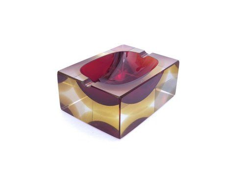 Italian Rectangular Murano Glass Ashtray By Flavio Poli For Seguso, 1960s
