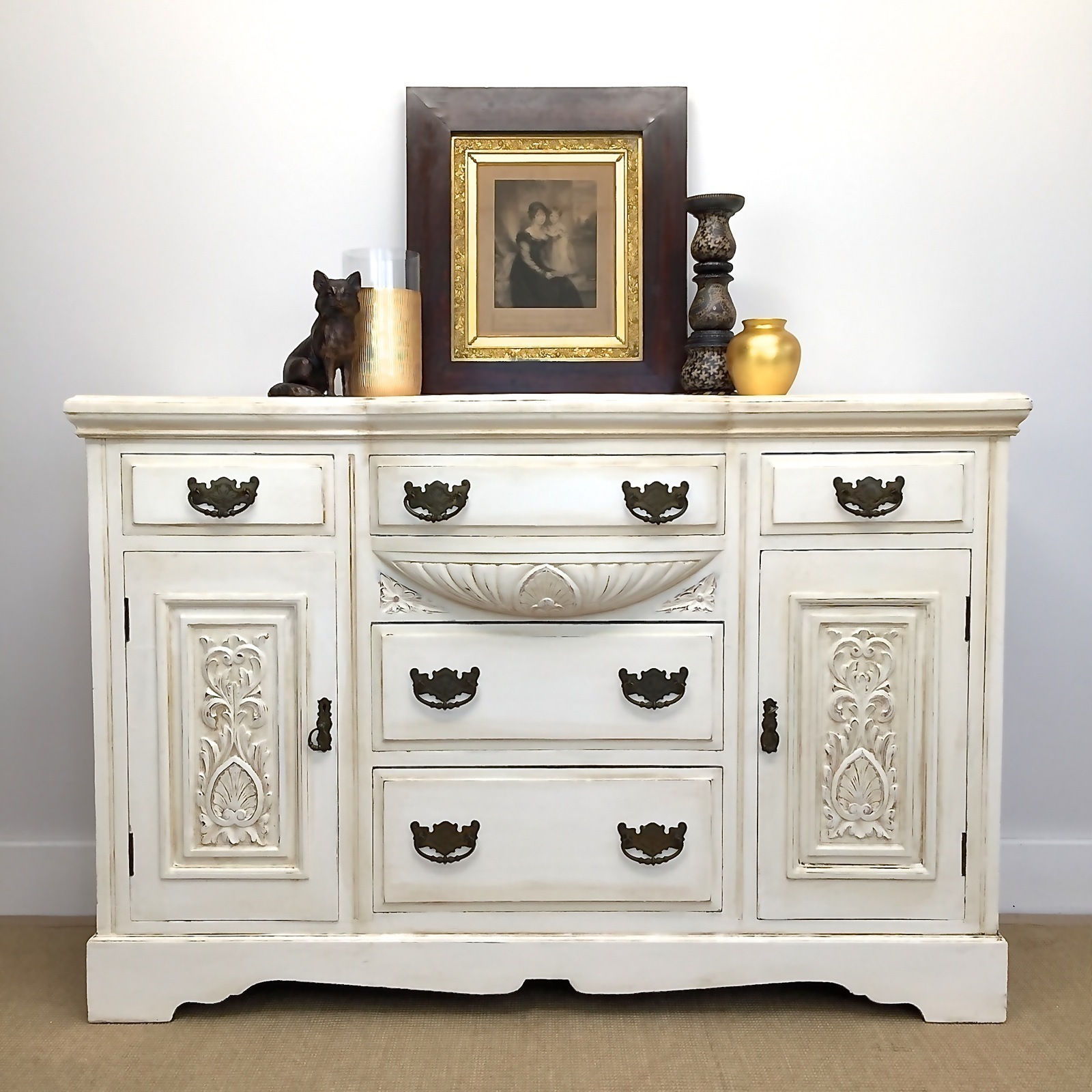 Antique Sideboard Victorian Shabby Chic Vintage Cabinet Painted Furniture Vintage Sideboard Vinterior