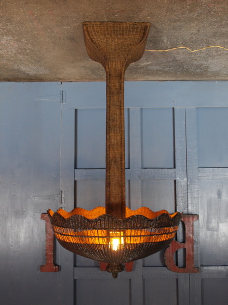 Mid Century Vintage 1950s Tiki Rattan Floor Lamp