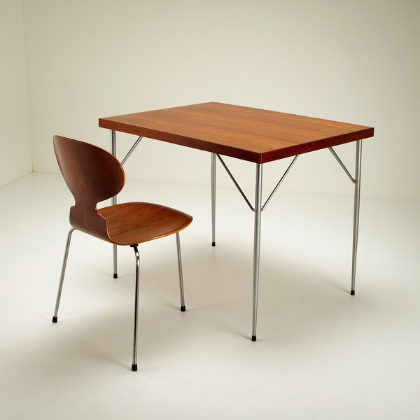 Teak And Chrome Desk After Arne Jacobsen, Denmark, 1950s photo buy