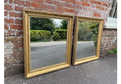 A Stunning Pair Of Antique French 19th Century Carved Wood & Gesso Original Gilt Mirrors