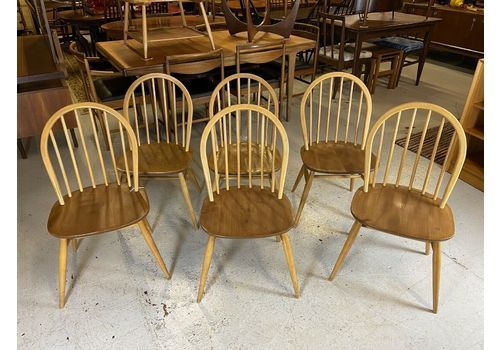 6x Ercol Windsor Dining Chairs   Vintage Retro Elm Room Chair Light Blonde