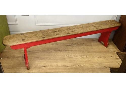 Rustic Farmhouse Pine Victorian Bench Wooden Kitchen Antique Vintage Retro Chair Seating Industrial
