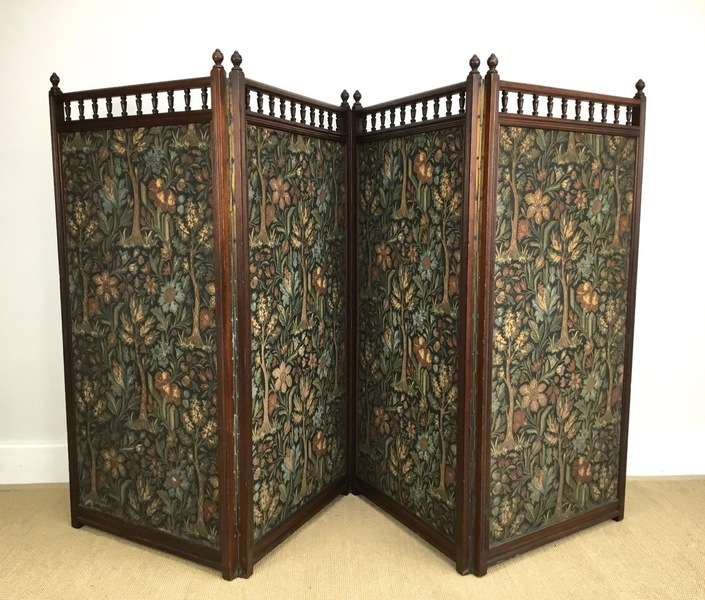 Antique Screen, Tapestry Room Divider, Large Fire Screen, Victorian