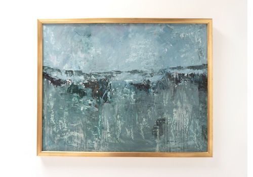 Midcentury Vintage Abstract Painting On Board Signed Heeley ‘91 Framed