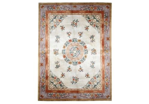 Vintage Chinese Area Rug, Large Handwoven Art Deco Rug Wool Carpet