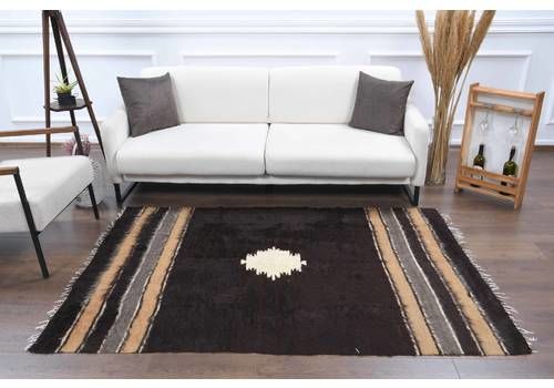 Turkish Vintage Area Rug, Black Kilim Rug, Oushak Handmade Wool Carpet, Farmhouse Decor, One Of A Kind, Made In Anatolia, Fleatweave Rug