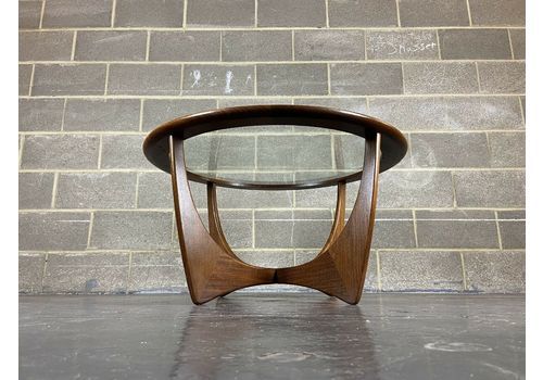 Stunning Retro G Plan Round Astro Coffee Table  Vintage Teak Glass Side Lamp