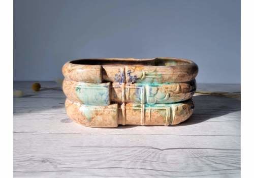 Shorter And Son, Art Deco Geometric Décor Peach And Mint Marble Planter, English, 1920s 30s