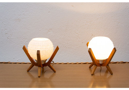 Mid Century Table Lamps Drevo Humpolec, Czechoslovakia, 1960´S, Set Of 2