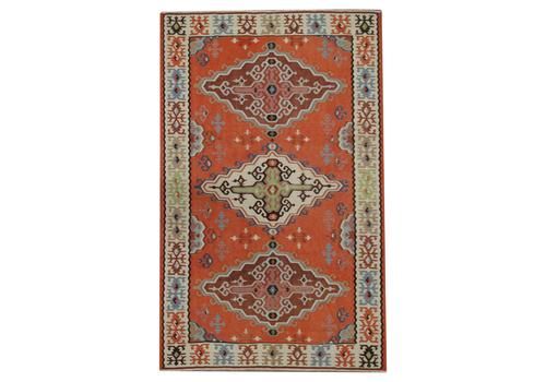 Antique Serbian Kilim Handwoven Geometric Rust Wool Living Room Rug