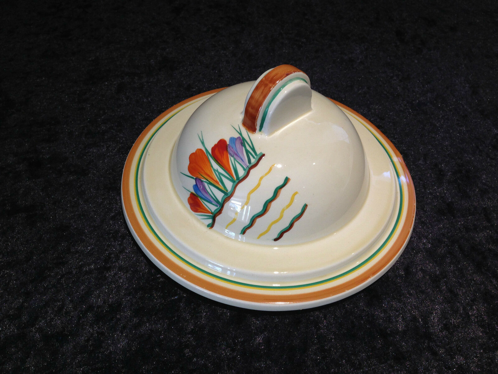 Super Rare Art Deco Clarice Cliff Crocus Pattern Soup Tureen Lid