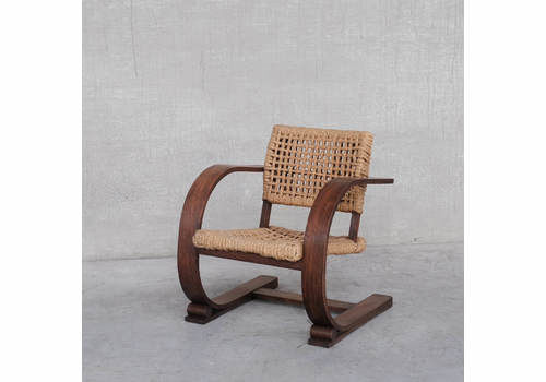 Audoux Minet Rope Mid Century French Bentwood Armchair