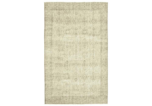 Turkish Handmade 1960s 202 Cm X 322 Cm Beige Wool Vintage Rug