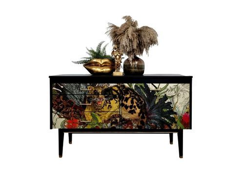Stunning Bespoke Mid Century Sideboard Tv Unit With Timorous Beasties Decoupage