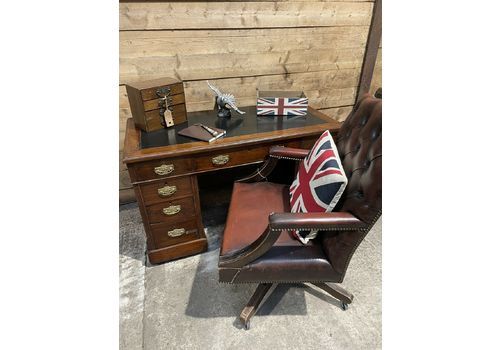 Antique Mahogany Twin Pedestal Desk Office Writing Desk