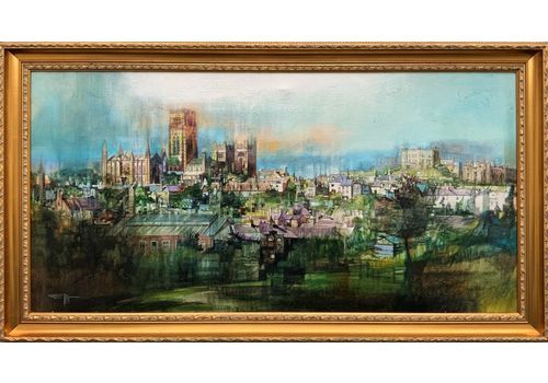 Large Incredible Contemporary Durham Castle And Cathedral Cityscape Oil Painting