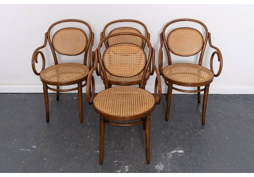 Four Michael Thonet Bentwood Rattan Chairs