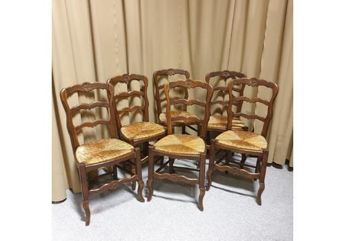 Very Good Set Of Six French Oak Kitchen Dining Chairs