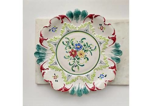 Vintage Hand Painted Decorative Ceramic Plate  Multi Coloured Floral Design Wall Hanging  Vintage Homeware
