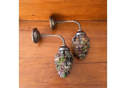 Pair Of Bespoke French Multicoloured Glass Grape Wall Lights