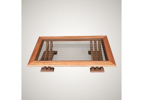 Refurbished Modern Contemporary Solid Maple Glass Topped Coffee Table