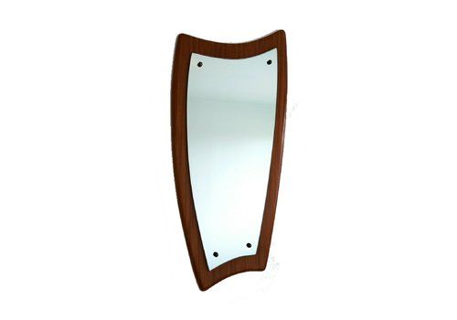 Mid Century Mcm Scandanavian Teak Free Form Wall Mirror