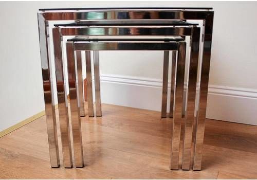 Modernist Glass And Chrome Nest Of Tables By Durlston Designs