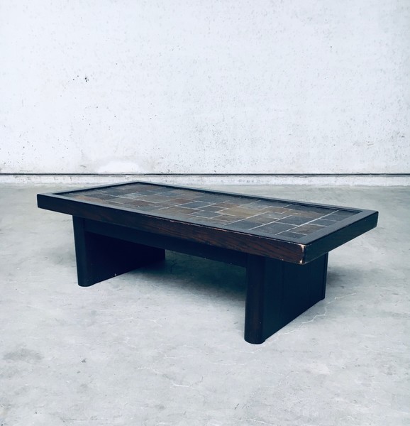 Brutalist Design In Style Slate Tile Inlay Coffee Table, Belgium 1970's photo furniture