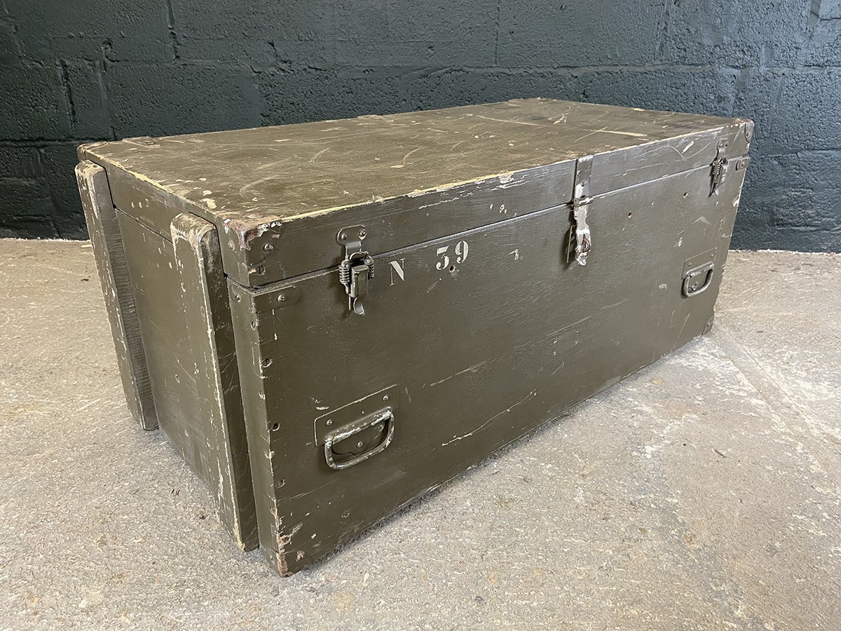 Large Vintage Military Chest, Mid 20th Century Vinterior