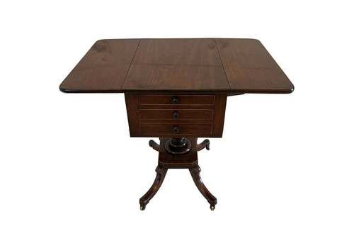 Antique Regency Quality Mahogany Free Standing Lamp / Side Table