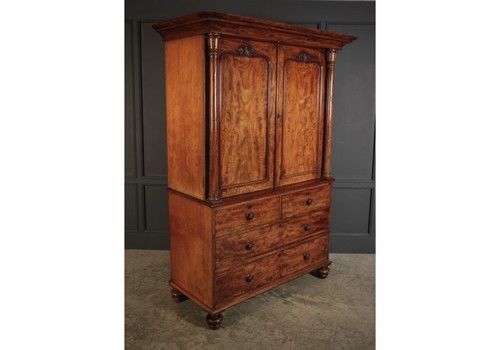William IV Mahogany Linen Press By W Priest