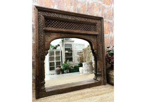 Carved Vintage Indian Mirror