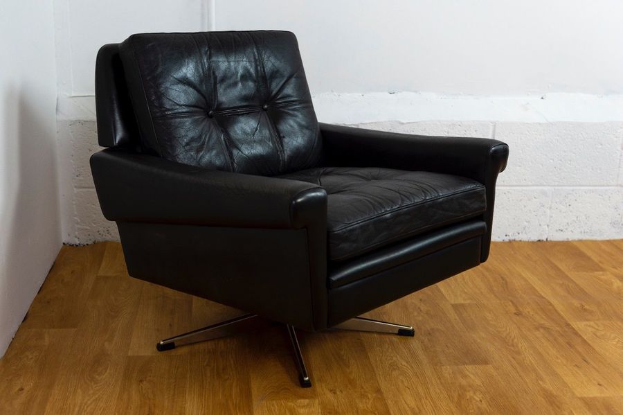 Vintage Danish Mid Century Svend Skipper Low Back Leather ...