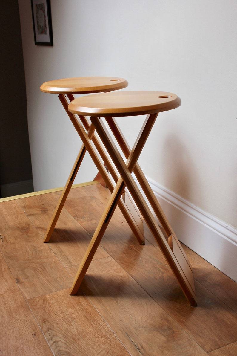 A Pair Of Tall Suzy Folding Kitchen Bar Stools By Adrian Reed Vinterior