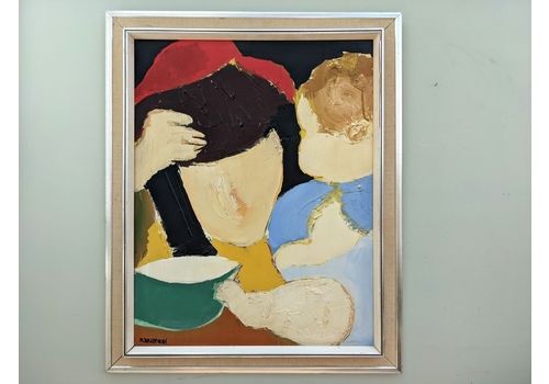 Mother & Baby Boy, Oil Painted Onto Board