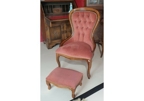 Studded Buttonback Bedroom Chair With Matching Footstool Child Size